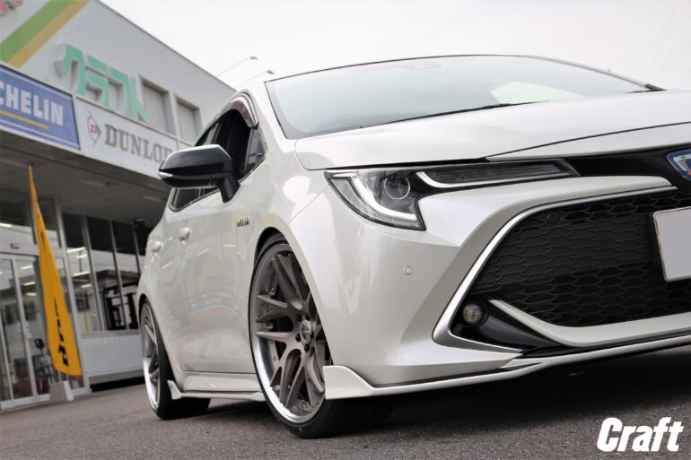 カローラスポーツ　ホイール　カスタム　ツライチ　ローダウン　車高調　オプションカラー　19インチ　ダンロップ　車高短　