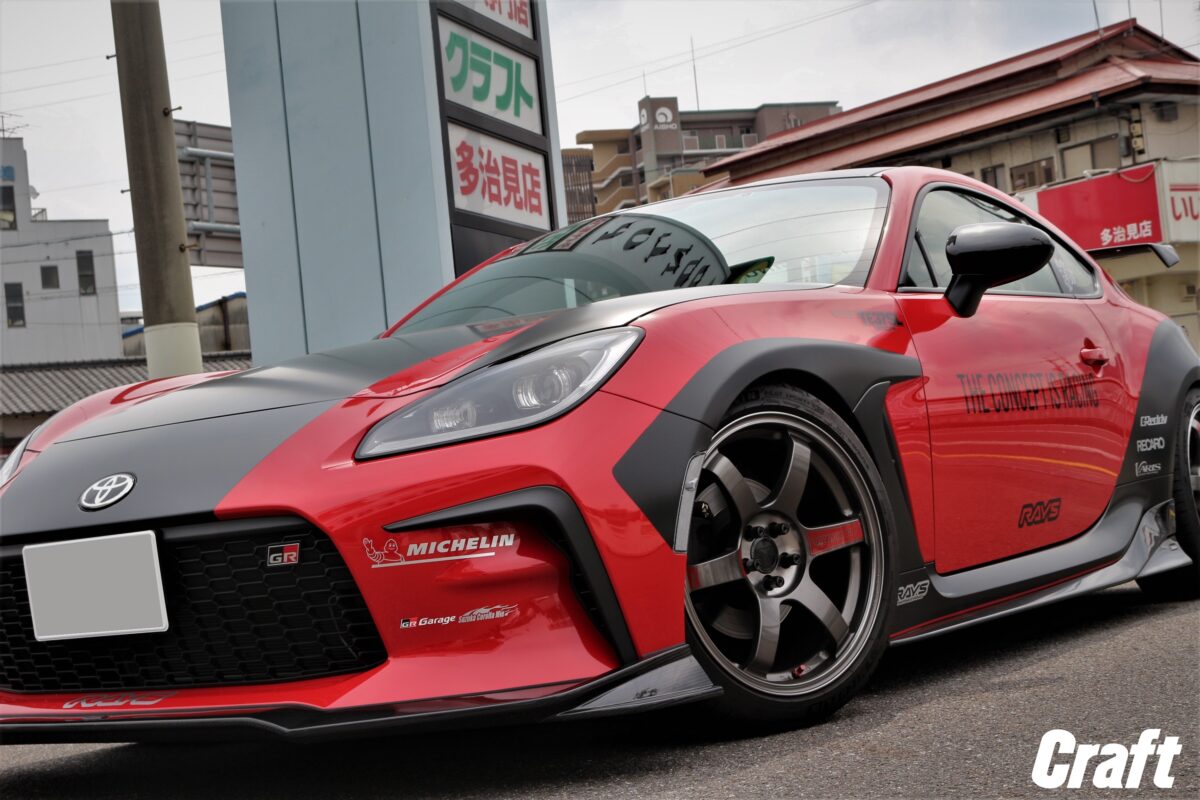 RYAS デモカー GR86 カスタム 車高調 トラスト ボルクレーシング TE37SAGA SL NE24 フォーミュラナット 納期遅延 ツライチ ホイール カスタム
