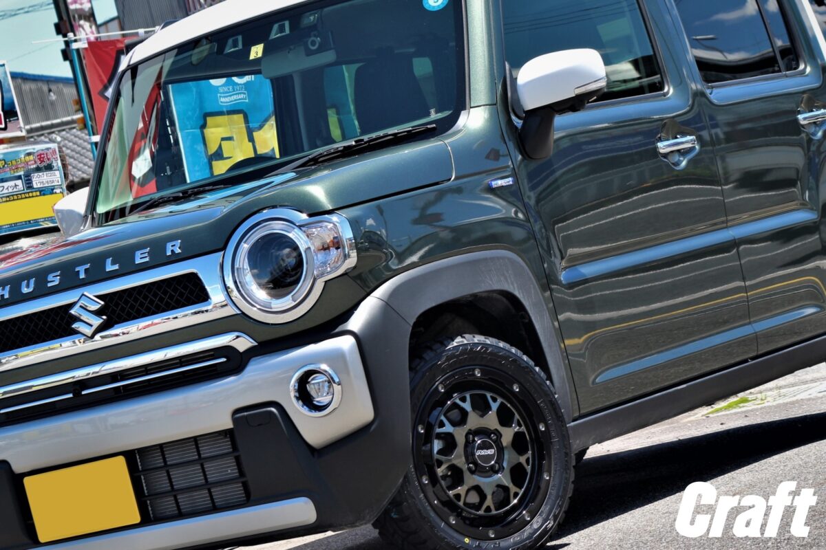 ハスラー　オフ系カスタム　レイズ　デイトナ　M9　オープンカントリーRT　純正車高　ノーマル車高　アウトドア