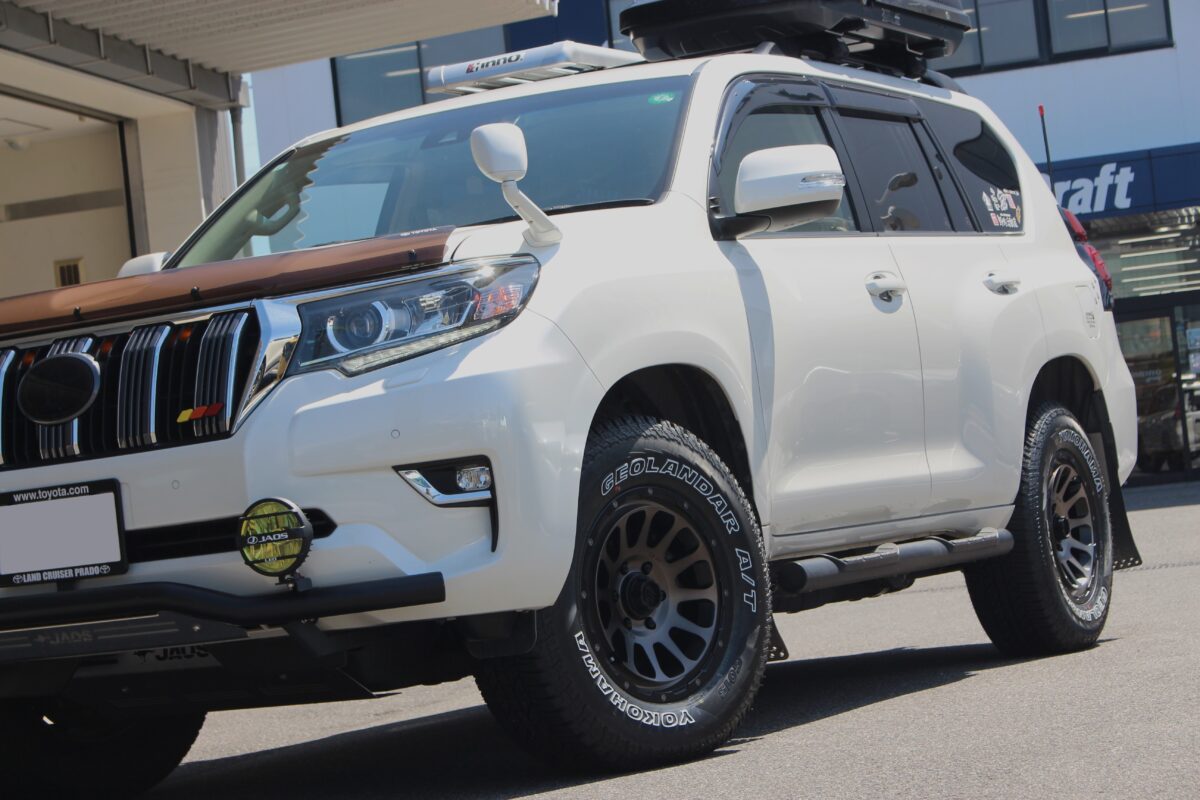 150プラド　デルタフォース・オーバル　17インチ　オフ系　ホイール　コンケイブ　カスタム　アウトドア　アーバンオフ　ジオランダーX-AT