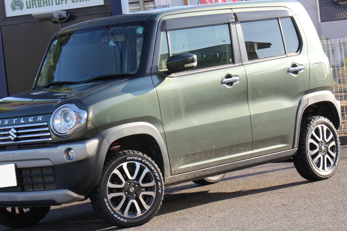 ハスラーをタナベのUP210でリフトアップと、トーヨーのオープンカントリーR/Tを装着